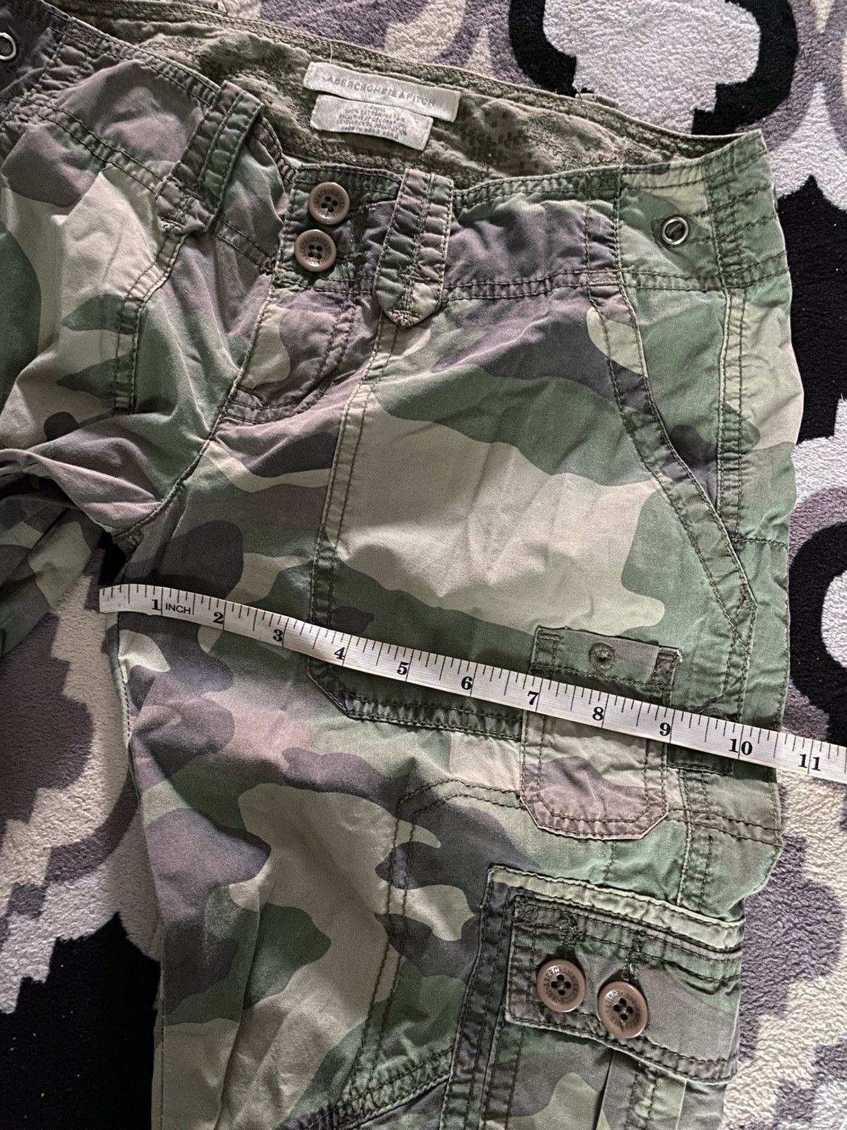 If Six Was Nine × Japanese Brand × Le Grande Bleu (L.G.B.) 2000s abercrombie & fitch flared camo pants goa style Size US 27 - 14 Thumbnail