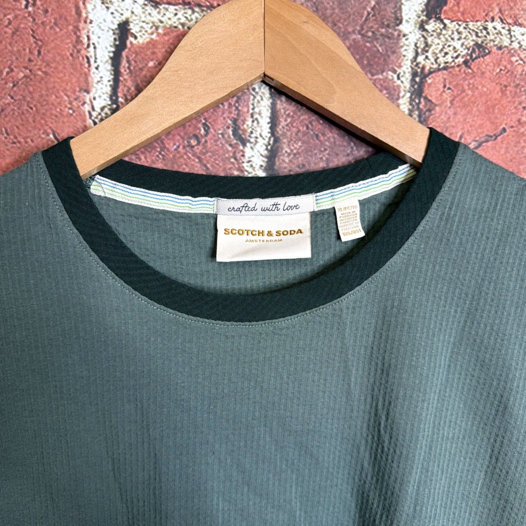 Scotch & Soda Scotch & Soda T-Shirt Cotton Green Mens XL Crew Neck Short Sleeve Regular Size US XL / EU 56 / 4 - 2 Thumbnail