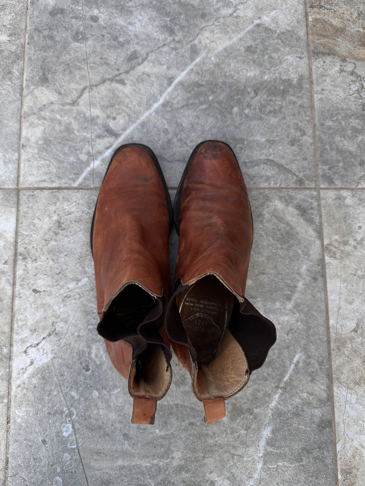 A.S.98 J&W Dawson 1951 Leather Chelsea Boots Brown Vintage Style Size US 10.5 / EU 43-44 - 4 Thumbnail