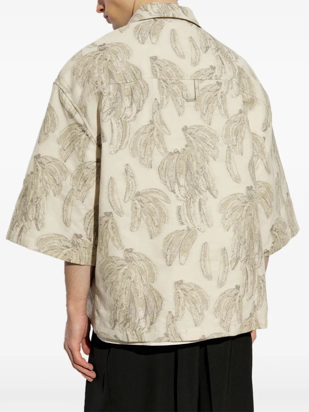Jacquemus o1mle0326 Aloe Banana Jacquard Shirt in Ecru Size US L / EU 52-54 / 3 - 4 Thumbnail