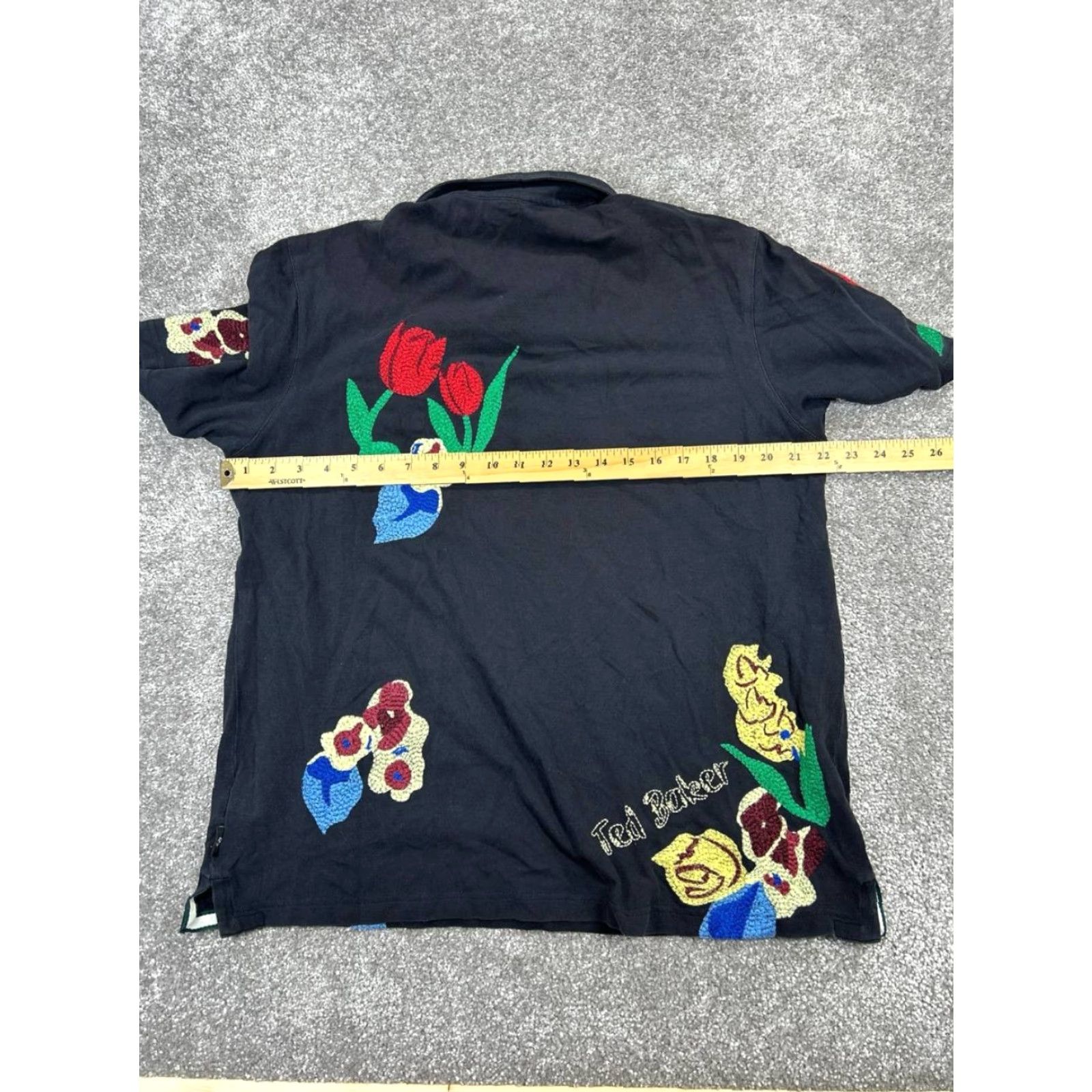 Ted Baker Ted Baker Polo Shirt Mens XL Black Cotton Floral Embroidered Golf Casual Shirt Size US XL / EU 56 / 4 - 5 Thumbnail
