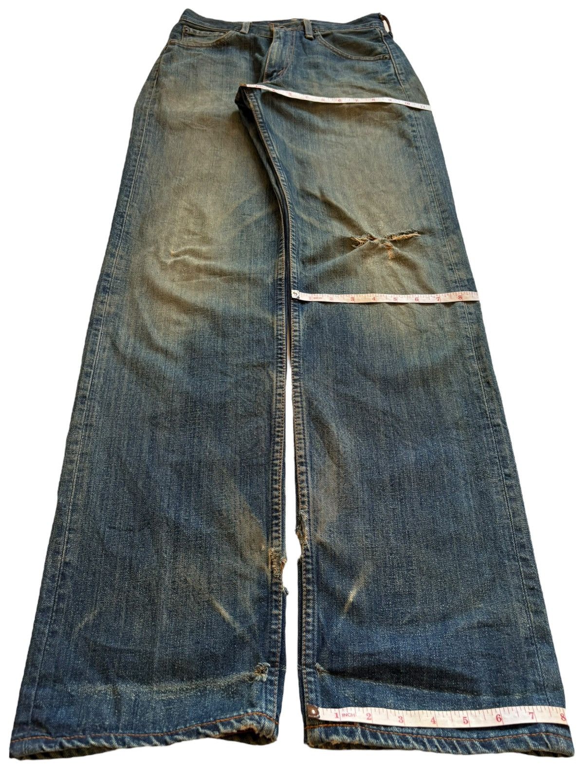 Levi's Vintage 90s Levis 503 Rusty Mud Wash Ripped Loose Jeans Size US 27 - 14 Thumbnail