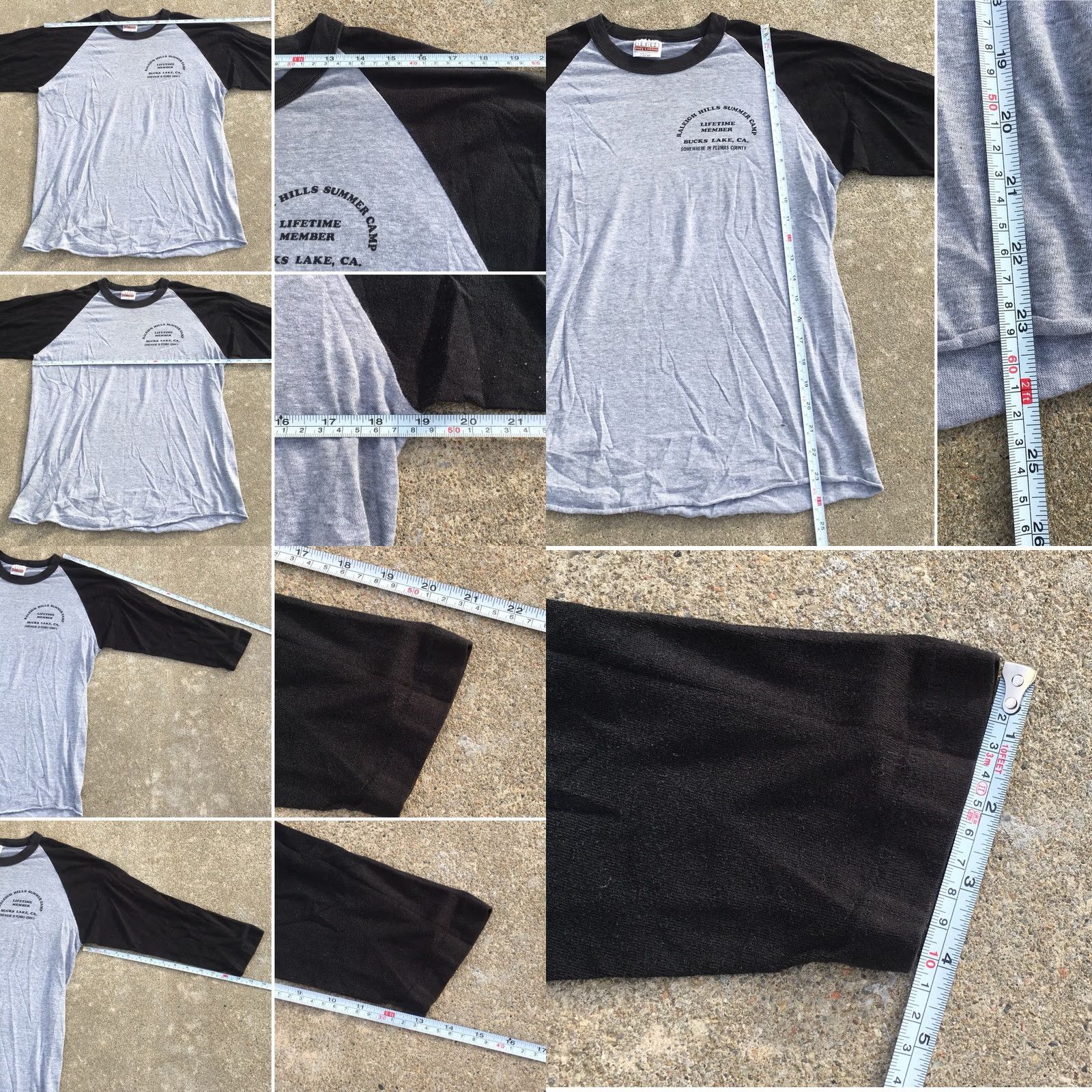 Hanes VINTAGE Raleigh Hills Summer Camp Raglan T Shirt 1980s 80s Sz L Men Heather Gray & Black Hanes Poly cotton 65% Cotton 35% Polyester Graphic Tee Size US L / EU 52-54 / 3 - 8 Thumbnail