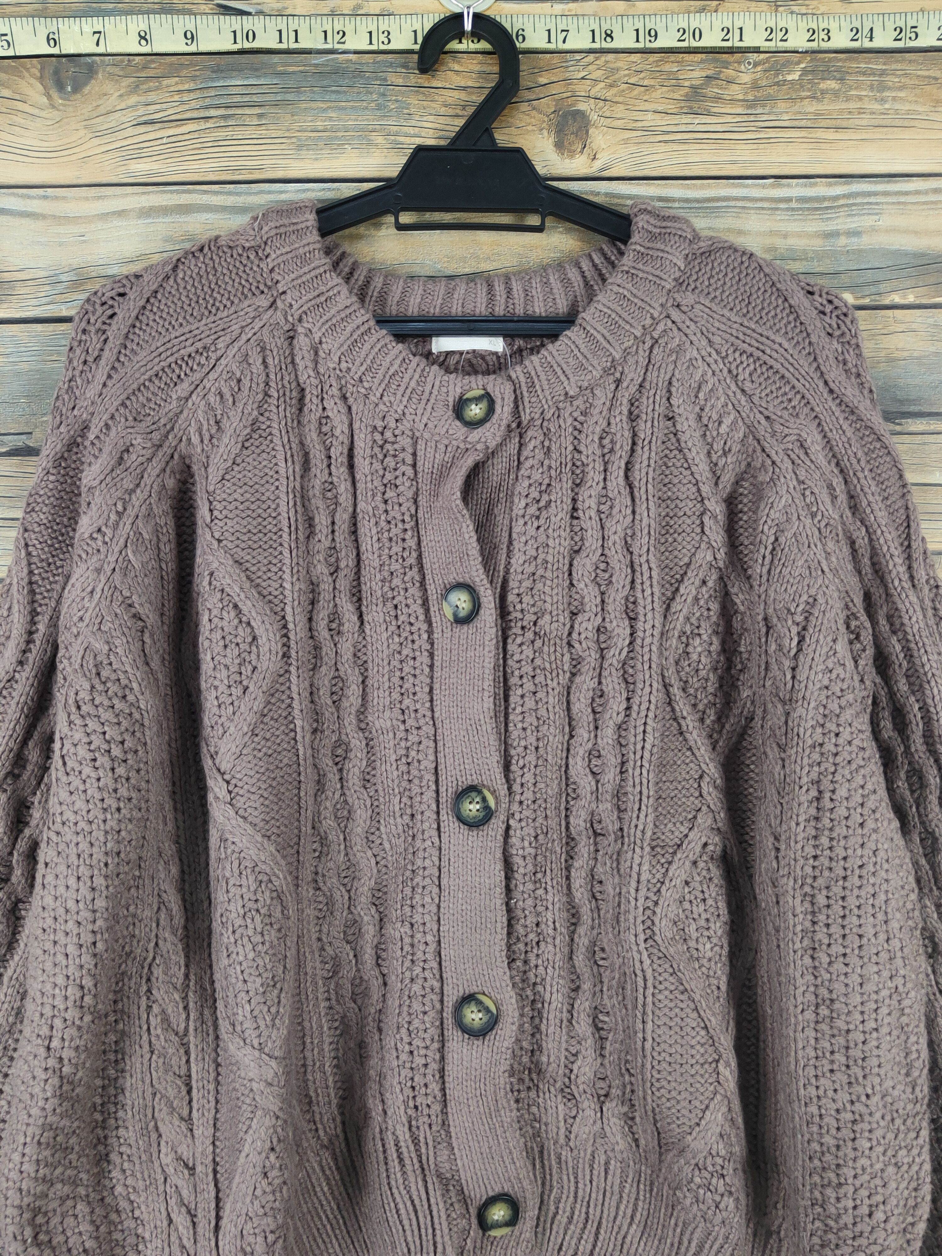 Aran Isles Knitwear GU Dusty Lavender cable Knitwear Cardigan #W1287 Size US XL / EU 56 / 4 - 2 Thumbnail