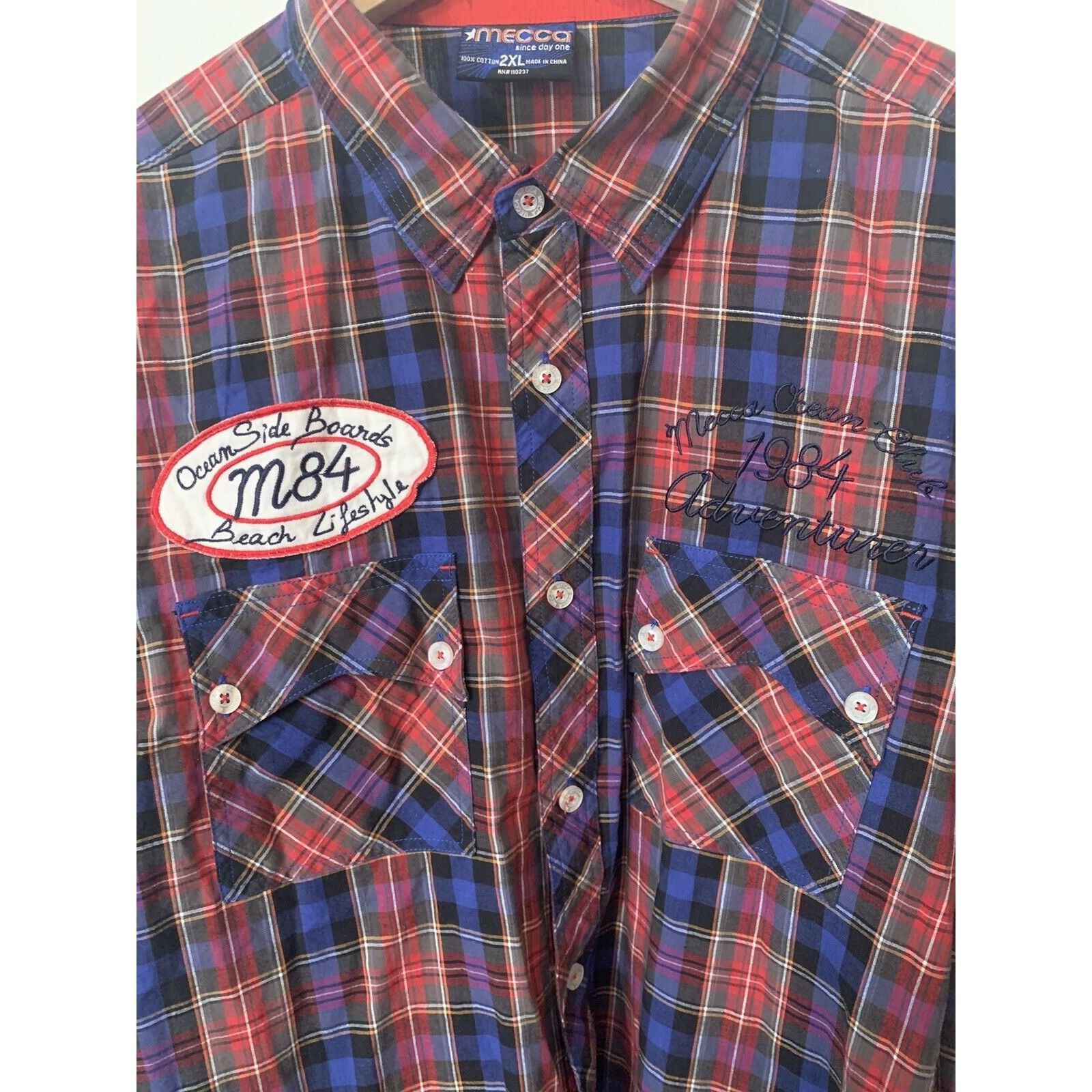 Mecca Vtg MECCA Men's Size 2XL RED PLAID Button Front Short Sleeve Size US XXL / EU 58 / 5 - 4 Thumbnail