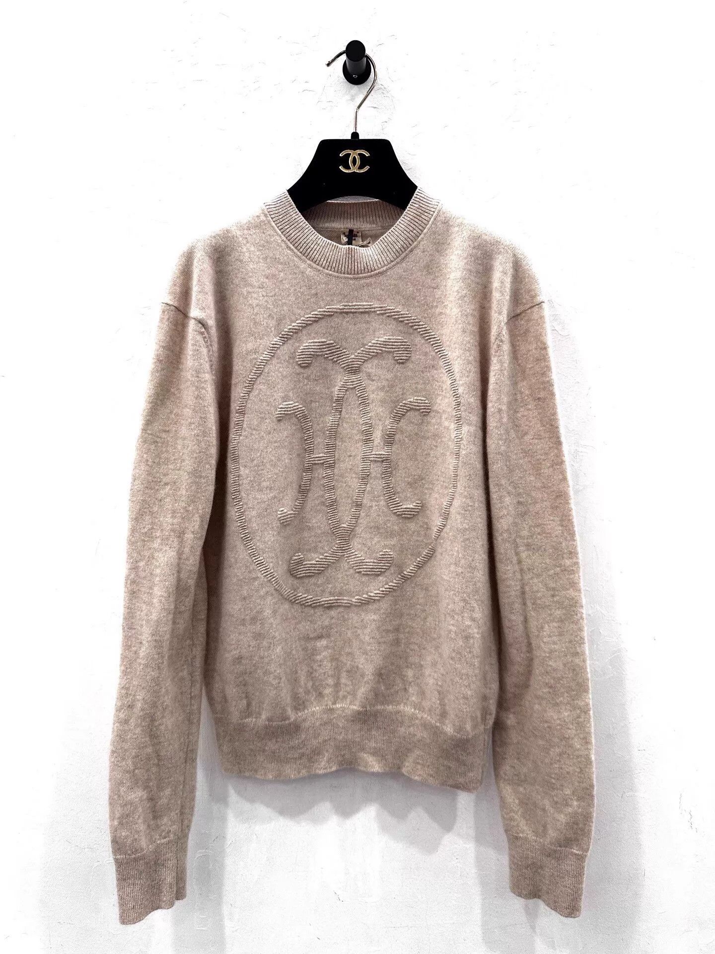 Hermes Hermes Women's Gray Embossed Logo Cashmere Sweater 38 New Size S / US 4 / IT 40 - 1 Thumbnail