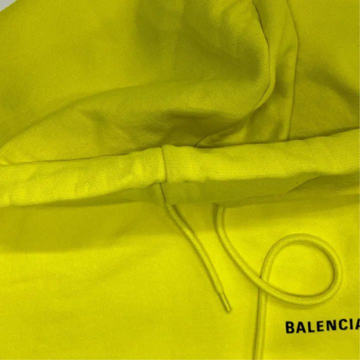Balenciaga Balenciaga Balenciaga SS21 Logo Drawstring Hoodie in Yello Size US S / EU 44-46 / 1 - 6 Thumbnail