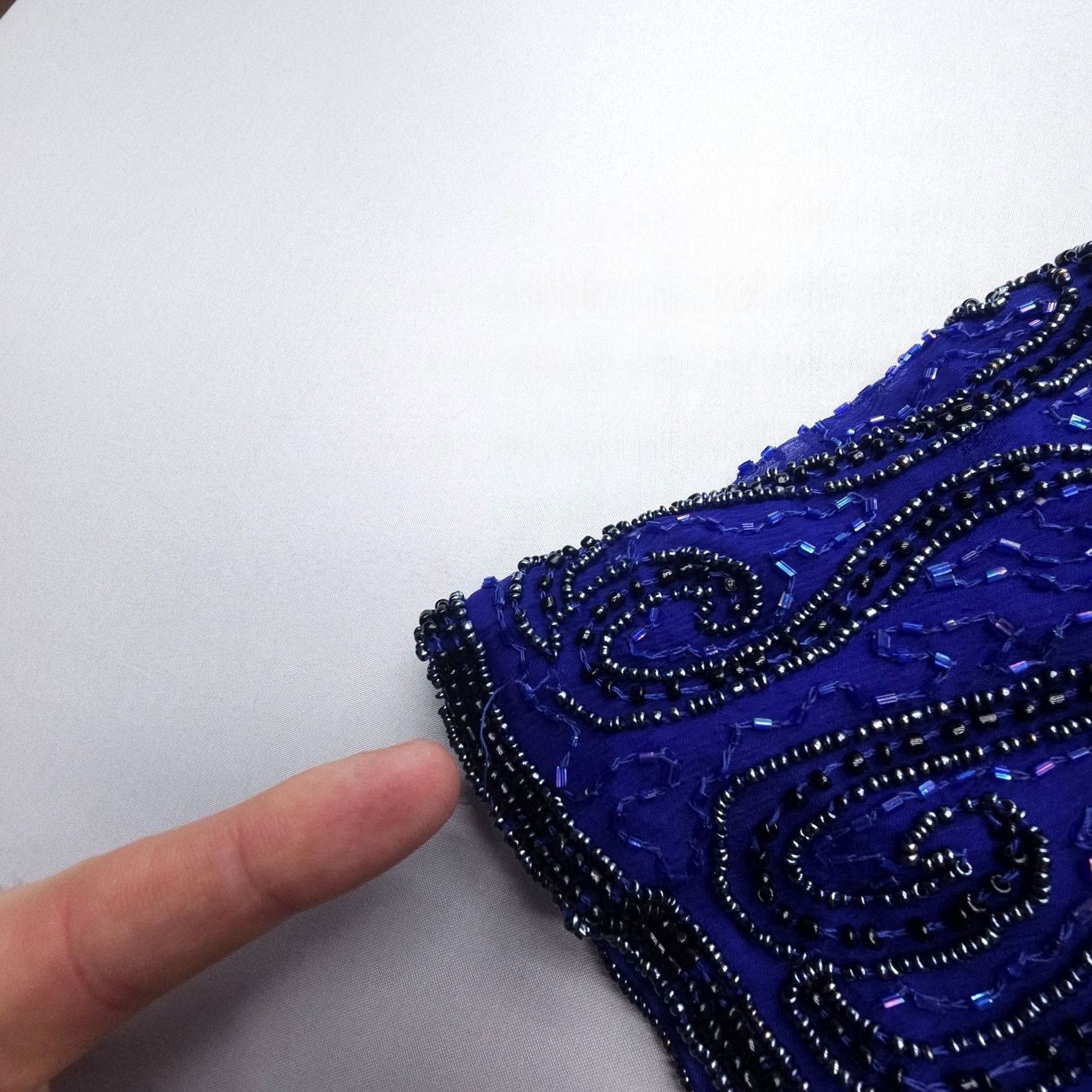 Vintage VINTAGE Stenay Silk Jacket Beaded Lined Paisley 1X Blue Black Short Sleeve Zip Womens Jacket Size XL / US 12-14 / IT 48-50 - 6 Thumbnail