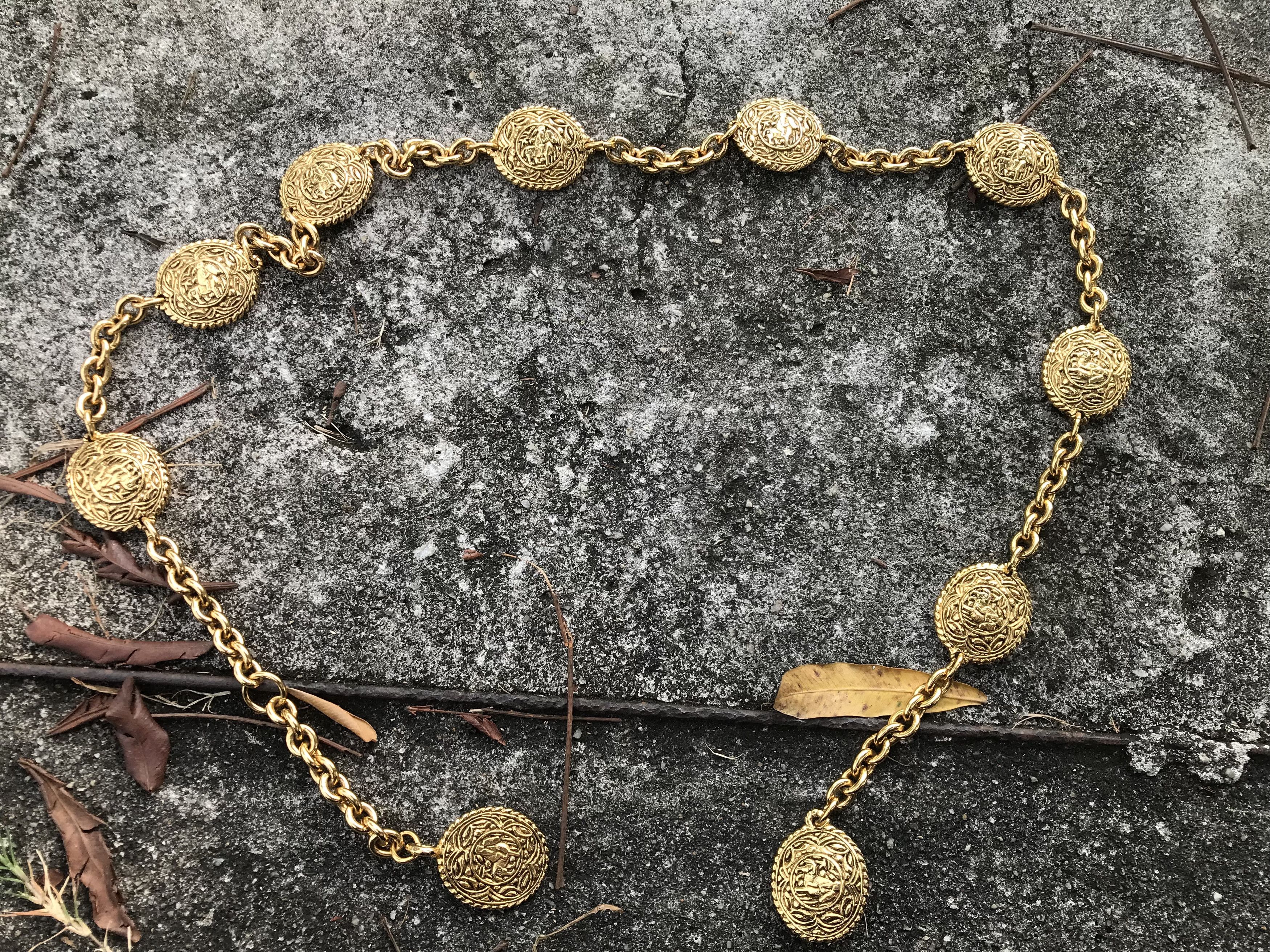Chanel 80s CHANEL Horse Riding Motif Medallion Necklace Belt Size ONE SIZE - 2 Thumbnail