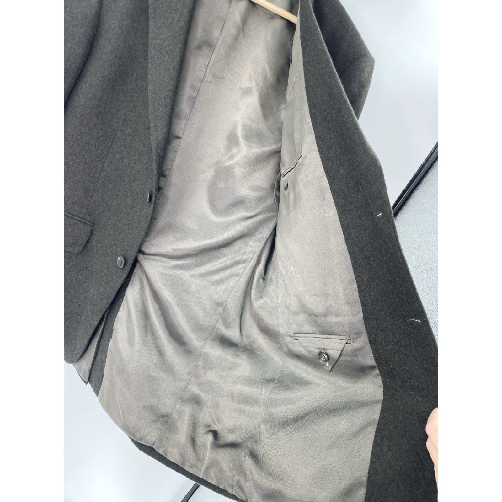 Oscar De La Renta Oscar de la Renta Blazer Jacket Single-Breasted Two-Button Wool Cashmere Men 42R Muted Brown Gray Regular Office Career Designer Professional Formal Size 42R - 7 Thumbnail
