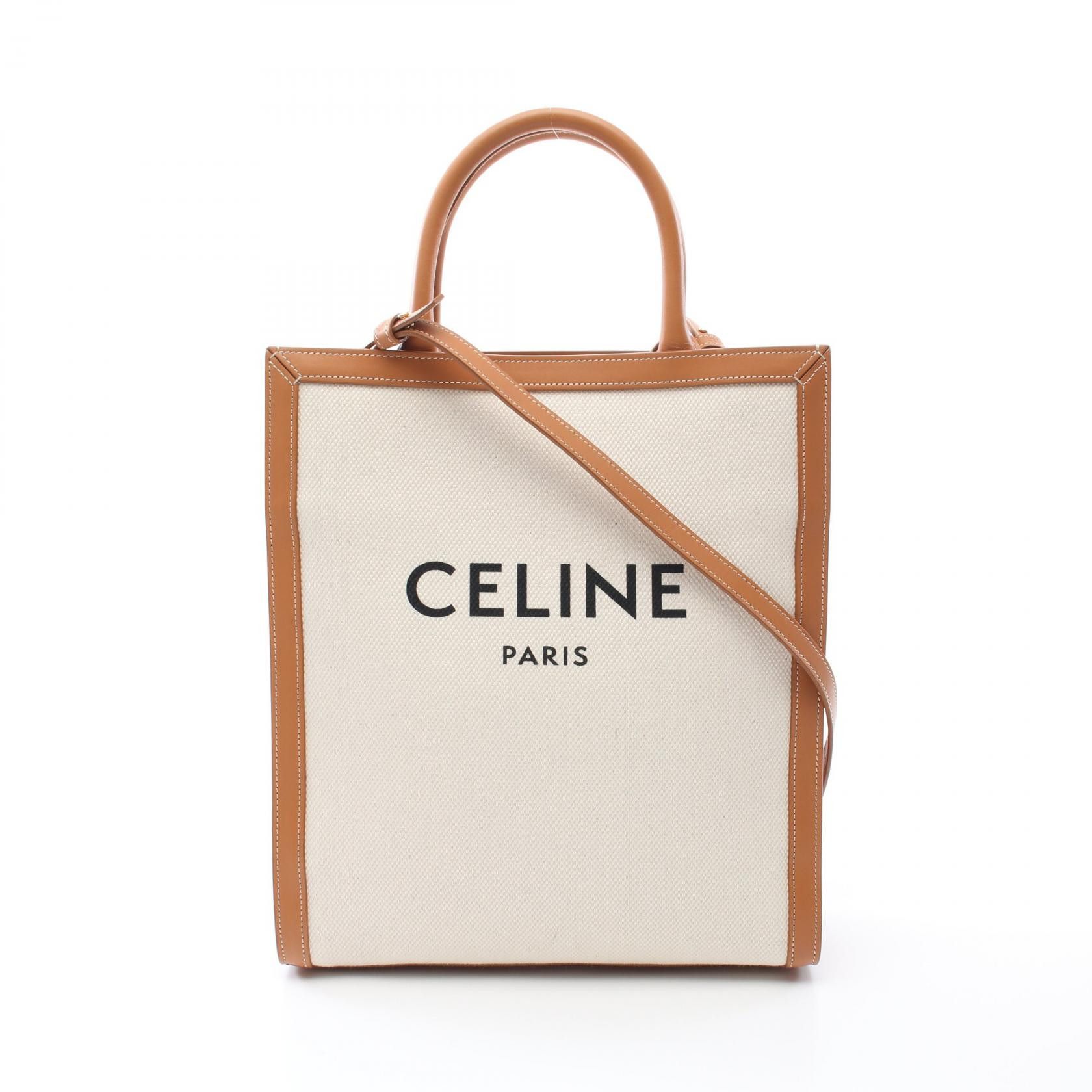 Celine Celine Celine Small Vertical Cabas Canvas Leather 2way Tote Bag Canvas Tote Bag 192082BNZ DUTY FREE for USA Size ONE SIZE - 1 Thumbnail