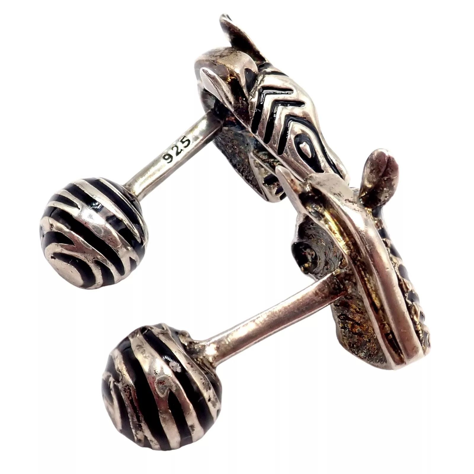 Tiffany & Co. Silver Black Enamel Zebra Cufflinks Size ONE SIZE - 5 Thumbnail