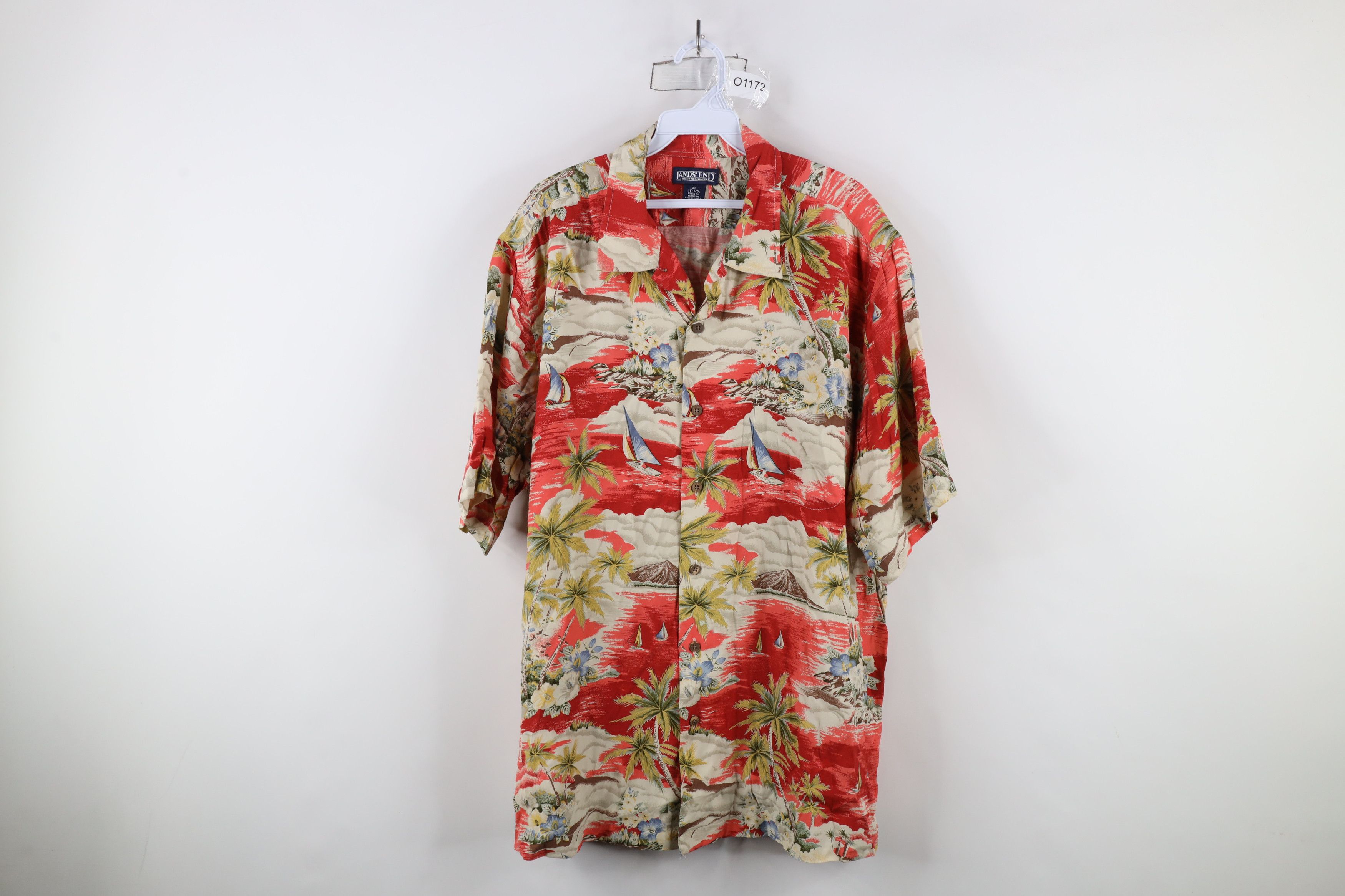 Lands' End × Vintage Vintage 90s Lands End Sailboat Flower Hawaiian Button Shirt Size US XL / EU 56 / 4 - 1 Thumbnail