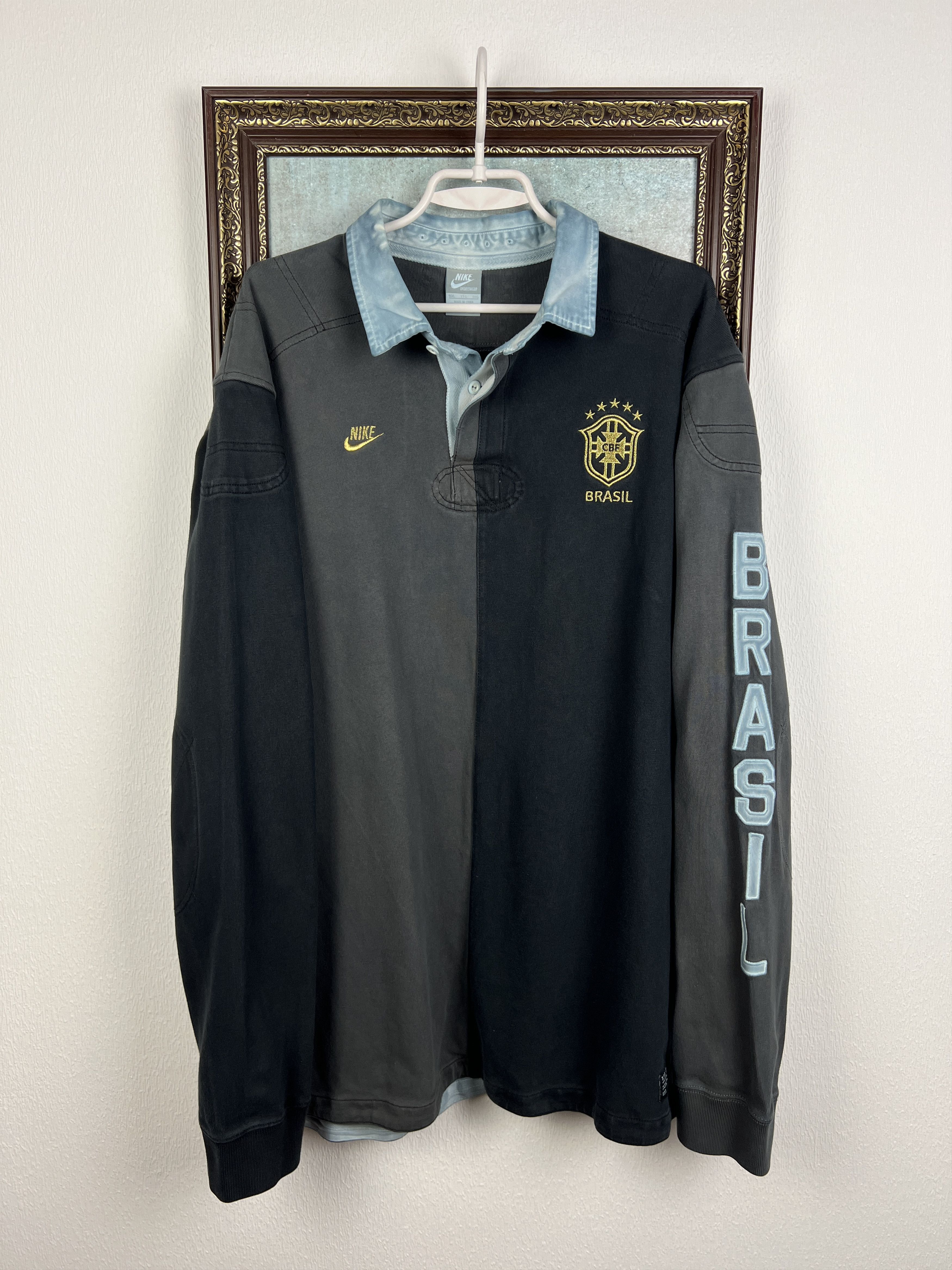 Brazil Football Rugby Long Sleeve Polo Shirt Jersey Trikot
