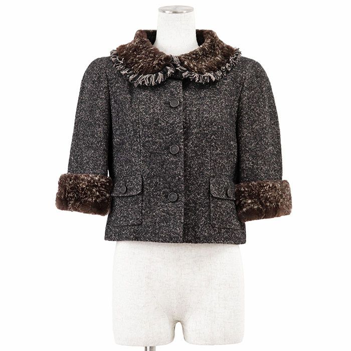 Chanel Chanel Chanel 05A P26778 Wool Herringbone Tweed Jacket Textile Outerwear 05A P26778 DUTY FREE for USA Size ONE SIZE - 1 Thumbnail