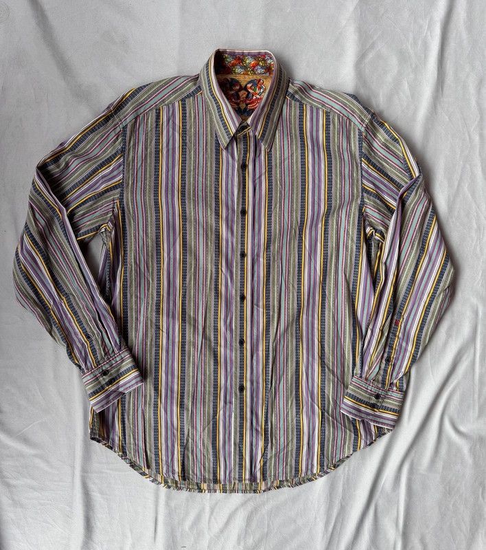 Robert Graham Colorful Men’s Striped Shirt Cotton and Silk Robert Graham Size US L / EU 52-54 / 3 - 1 Thumbnail