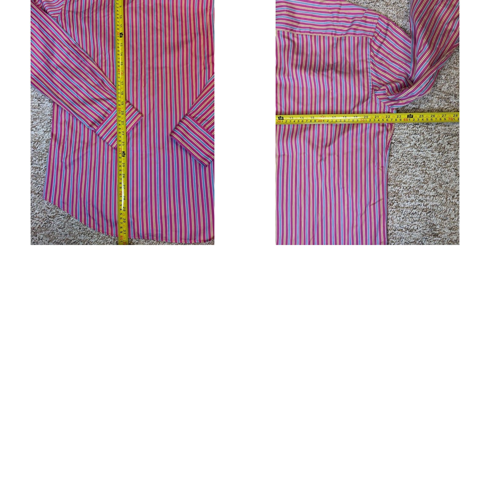 BUGATCHI Bugatchi Shaped Fit Shirt Mens XL Pink Multicolor Striped Button-Up Long Sleeve Size US XL / EU 56 / 4 - 8 Thumbnail