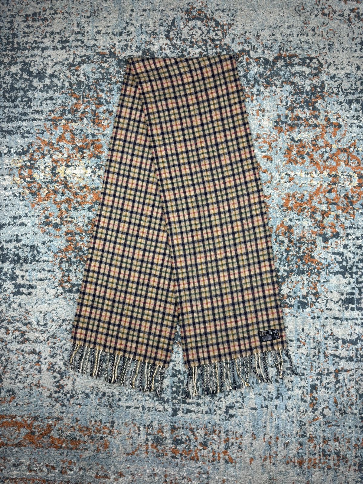 DAKS × Vintage Vintage 90s Daks London checked tweed lambswool scarf shawl Size ONE SIZE - 1 Thumbnail