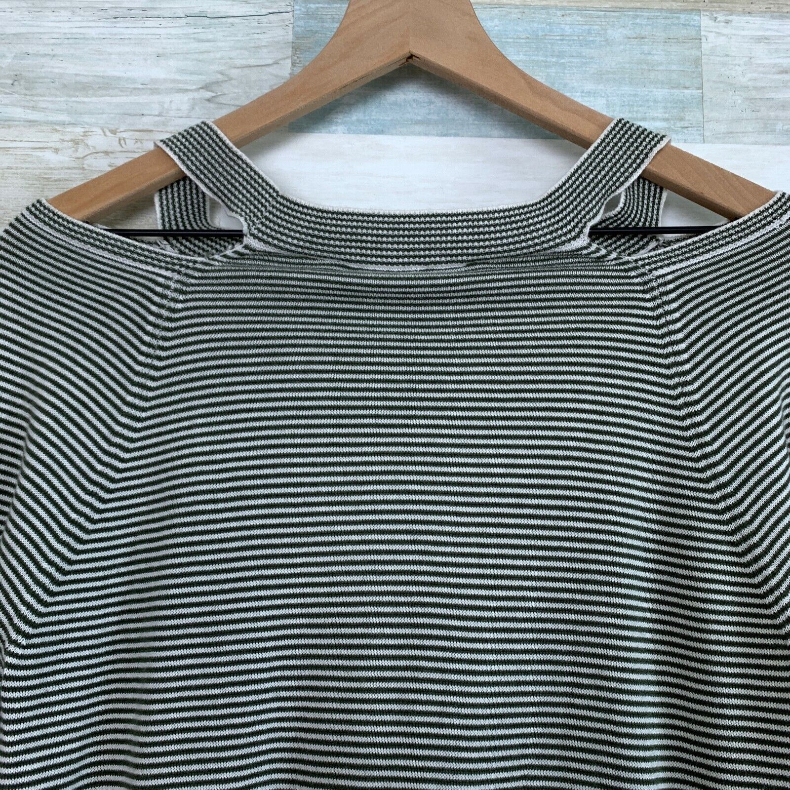 Loft LOFT Striped Cutout Swing Sweater Gray White Flare Ribbed M Size M / US 6-8 / IT 42-44 - 6 Thumbnail