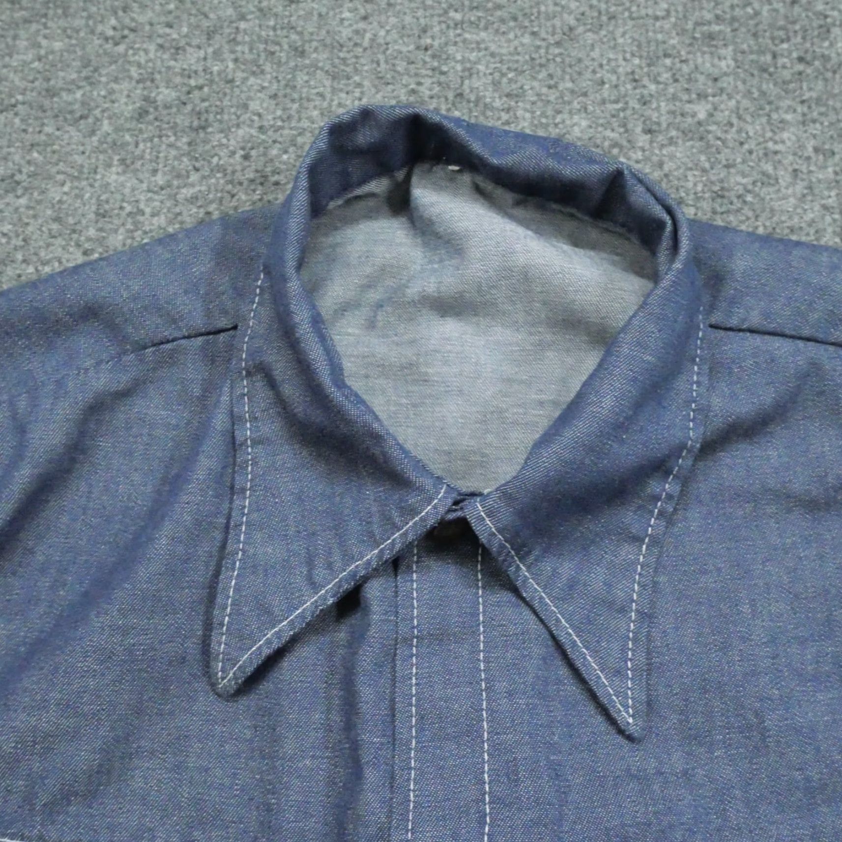Denime Vintag Jean Jacket Mens XL 2XL Blue Denim Trucker Casual Shirt 70s Size US XL / EU 56 / 4 - 2 Thumbnail