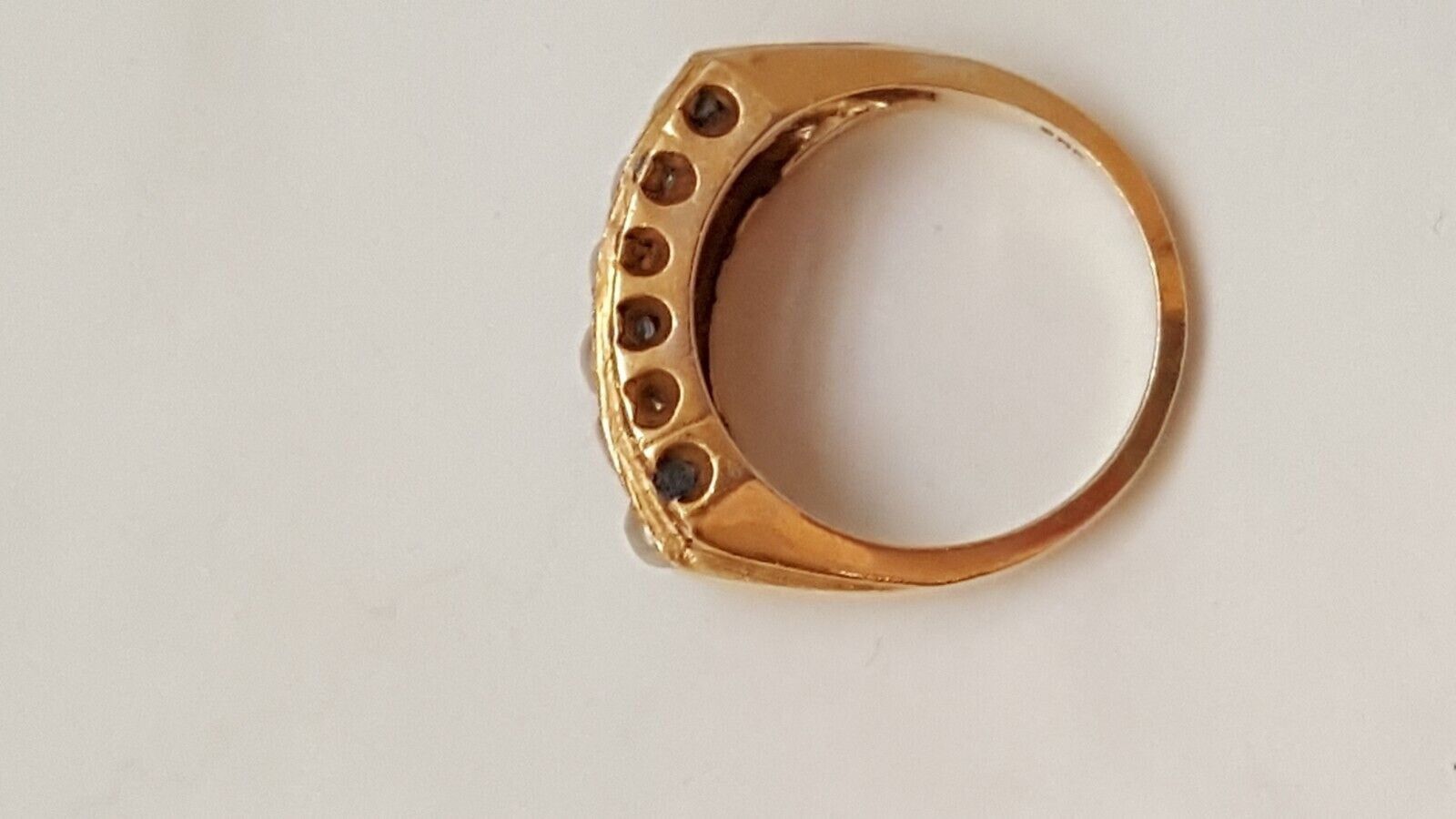 Other Antique 14k Yellow Gold 1.20ctw Sapphire Seed Pearl Ring Size ONE SIZE - 3 Thumbnail