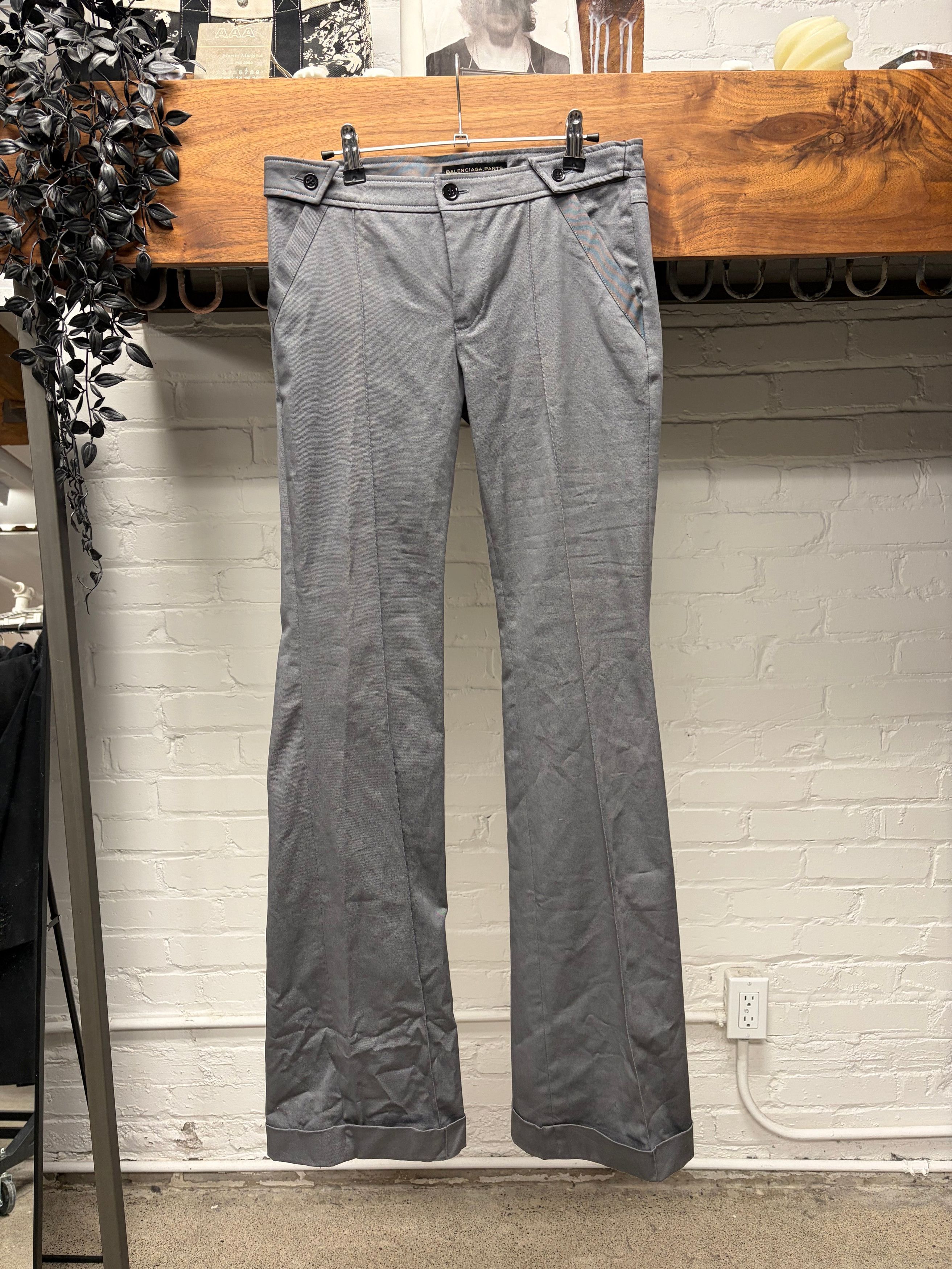 Balenciaga 2000s Balenciaga by Nicholas Ghesquiere Pleated Grey Flared Leg Pants Size US 32 / EU 48 - 1 Thumbnail