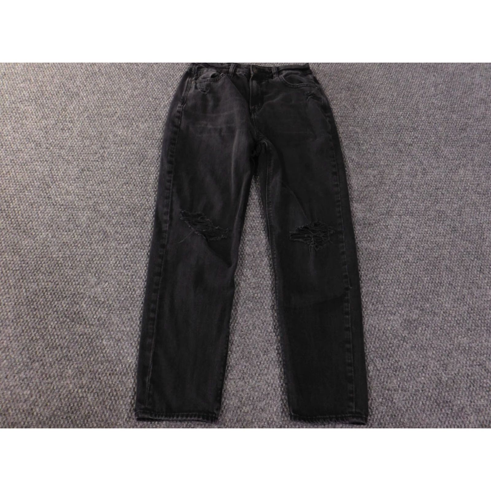 American Eagle Outfitters American Eagle Jeans Womens Regular Size 2 Black Distressed Denim Mom Style 26in Inseam Jeans Mens Women Girls Size 26" / US 2 / IT 38 - 2 Thumbnail