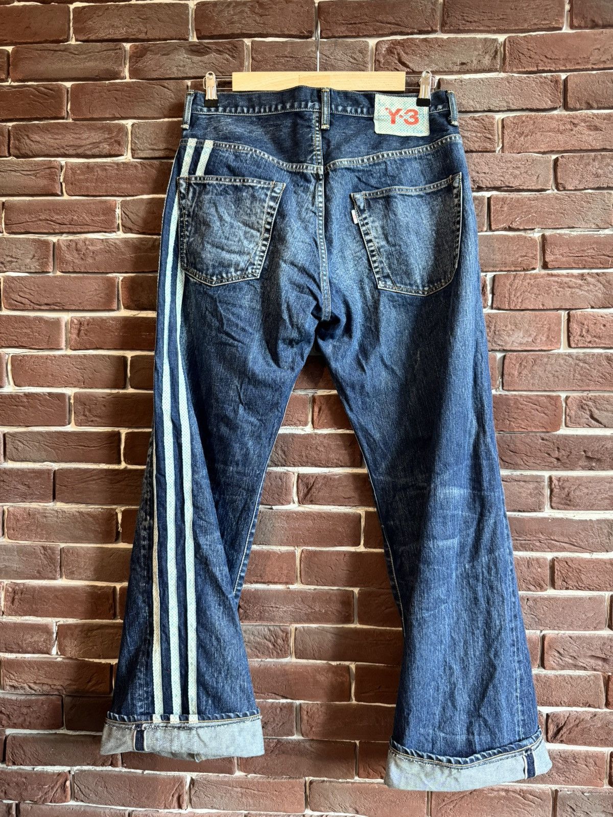Y-3 Y-3 'SS/2004' RUNWAY 3-Stripe LOGO Blue Denim JEANS Sz 34 Size US 34 / EU 50 - 3 Thumbnail