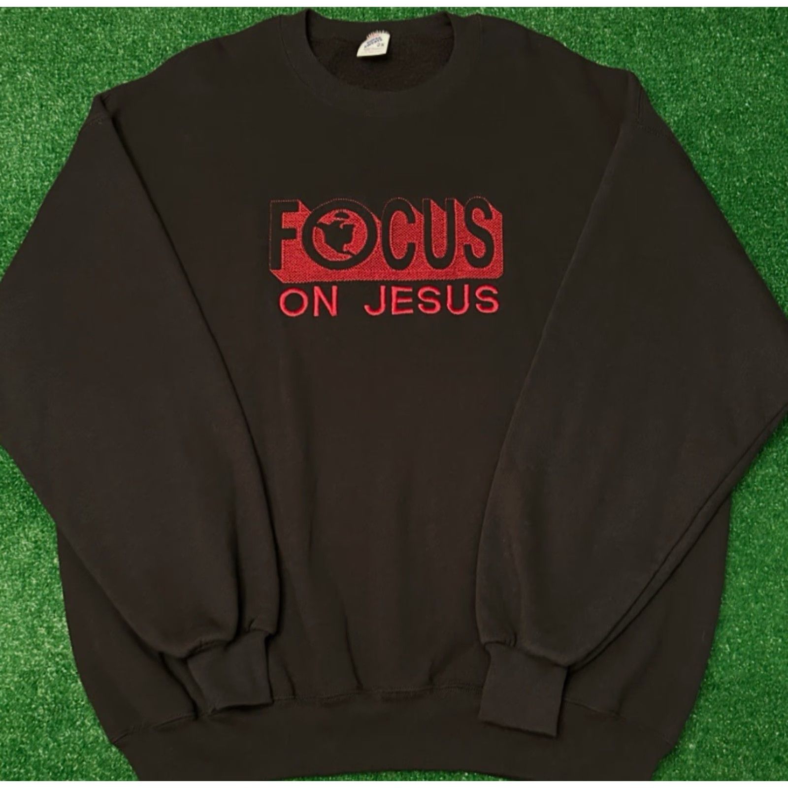 Vintage VINTAGE Focus On Jesus VTG Crewneck Sweater Mens 2XL Black 90s Long Sleeve Pullover Crew Neck Spirit 1990s Size US XXL / EU 58 / 5 - 3 Thumbnail