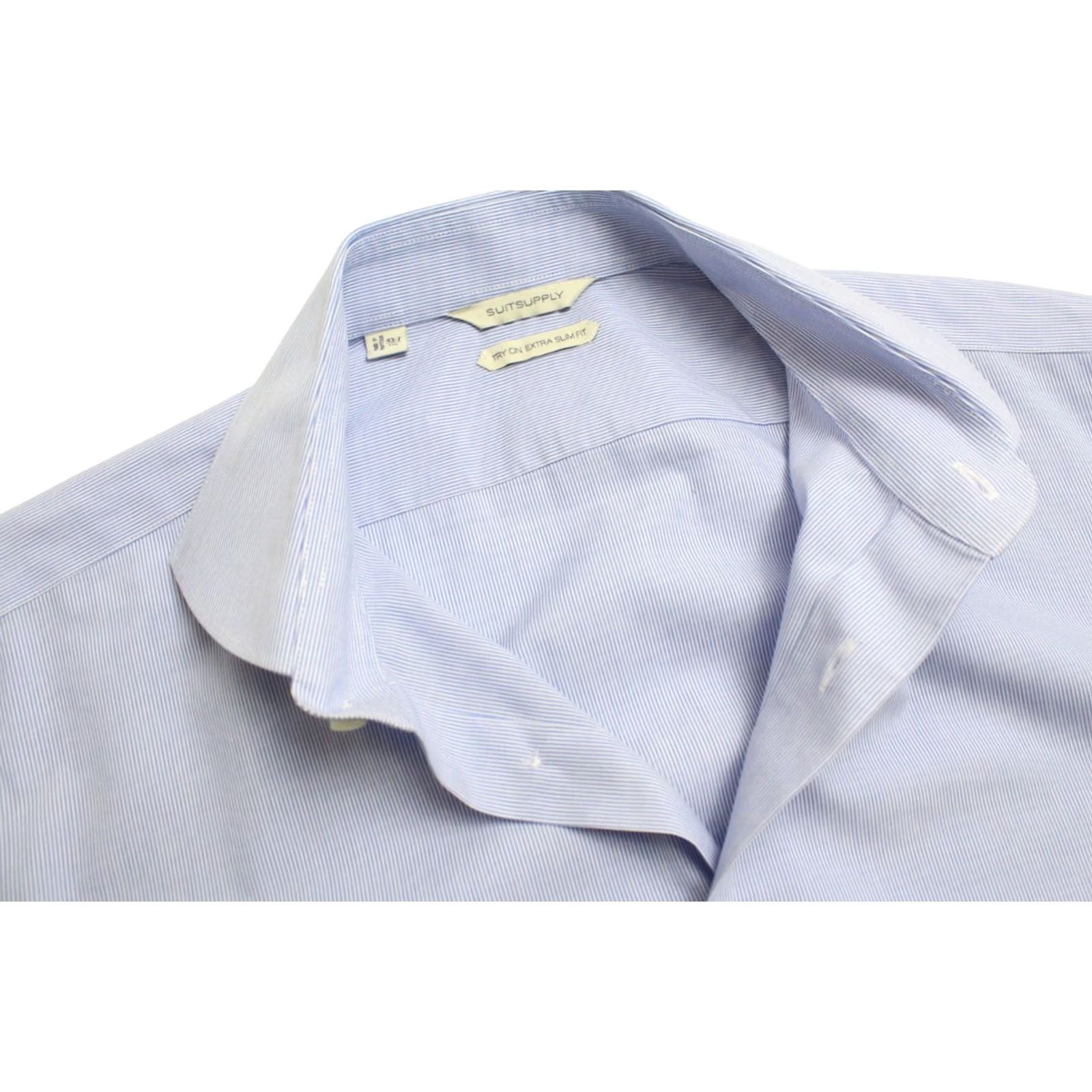 Suitsupply SUITSUPPLY Shirt Men's 43-7 / 17L Extra Slim Fit Cutaway Pinstripe Formal Try On Size 46R - 4 Thumbnail