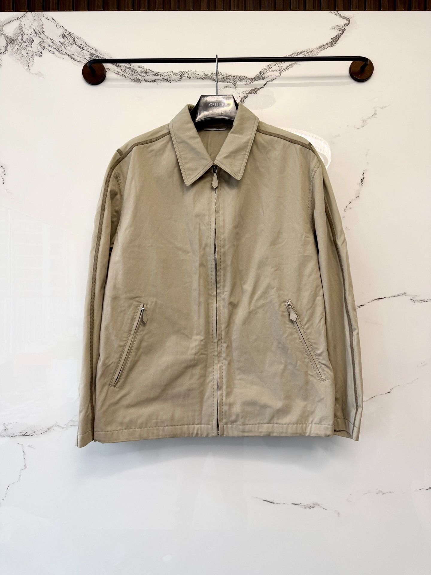 Hermes Hermès Khaki Color Leather Jacket Size US L / EU 52-54 / 3 - 1 Thumbnail