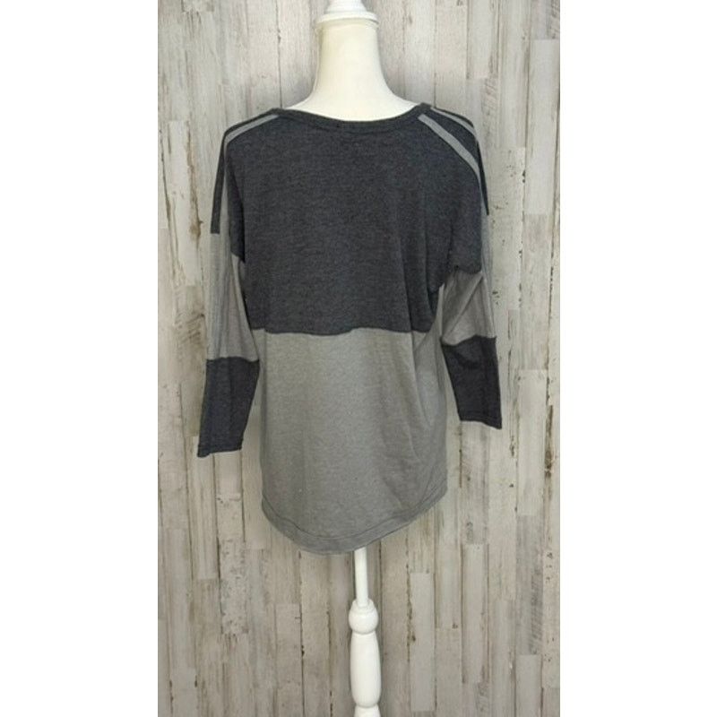 Free People We The Free Women's Gray Colorblock 3/4 Sleeve Blouse Small Size S / US 4 / IT 40 - 3 Thumbnail