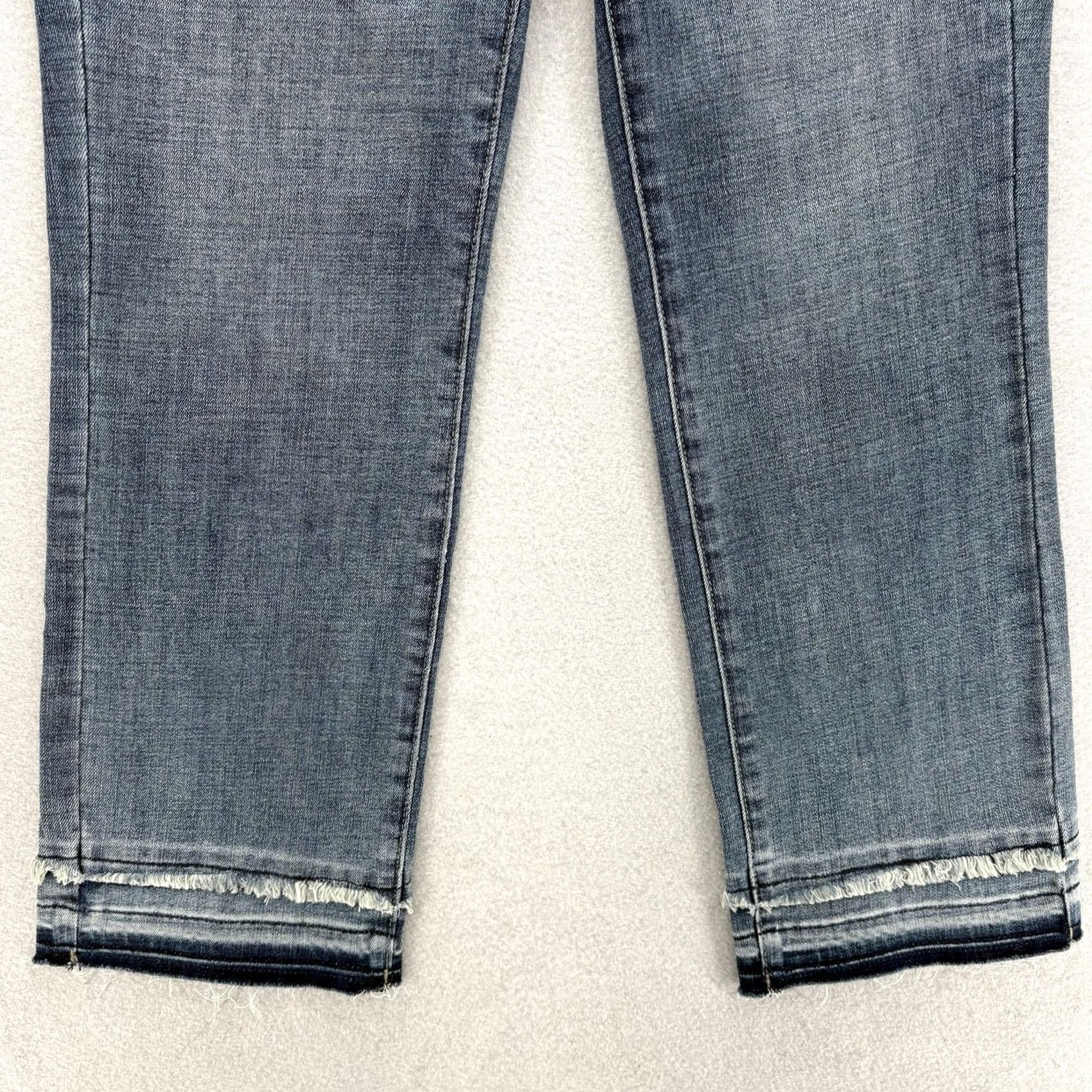 NYDJ NYDJ Marilyn Straight Jeans Womens Blue Size 2 Mid Rise Stretch Shaping Crop Raw Hem Size 26" / US 2 / IT 38 - 3 Thumbnail