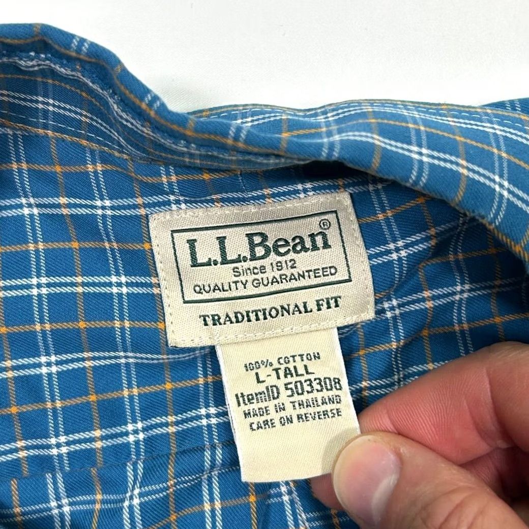Vintage L.L.Bean Blue Plaid Button-Down Shirt Casual Long Sleeve Cotton Men's Lg Size US L / EU 52-54 / 3 - 5 Thumbnail