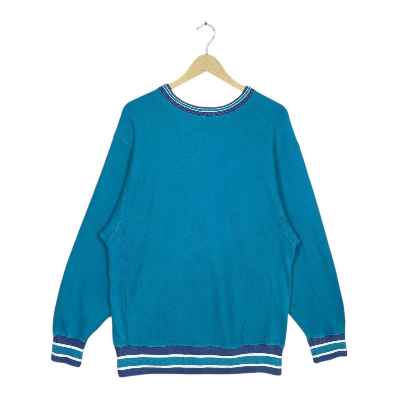 Champion Vtg 90s Champion Reverse Weave Teal Striped Sweatshirt L Size US L / EU 52-54 / 3 - 2 Thumbnail
