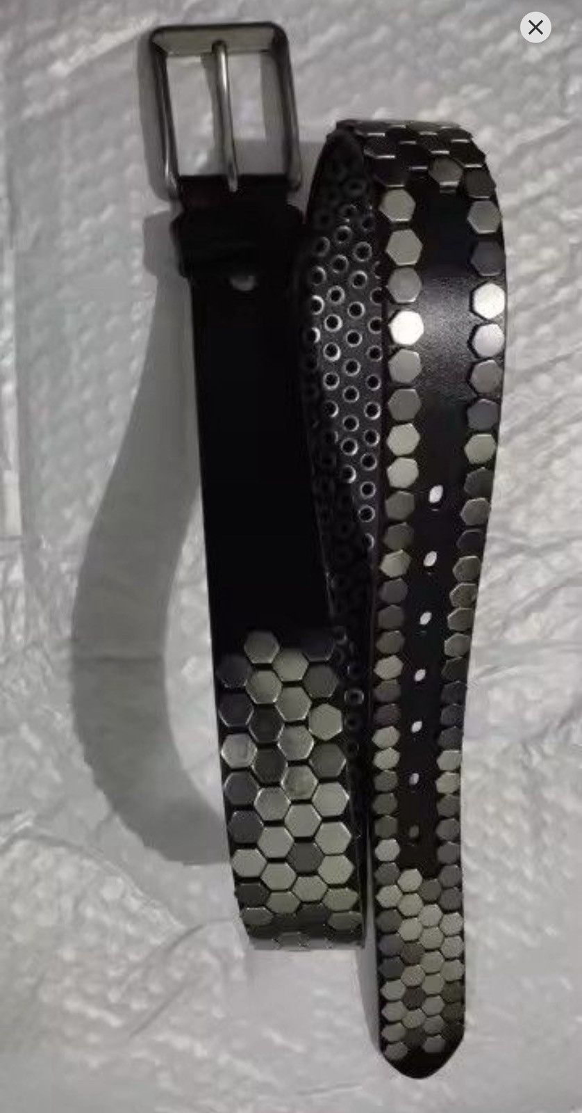 Leather 105 cm Rivet Studded Belt Size ONE SIZE - 3 Thumbnail