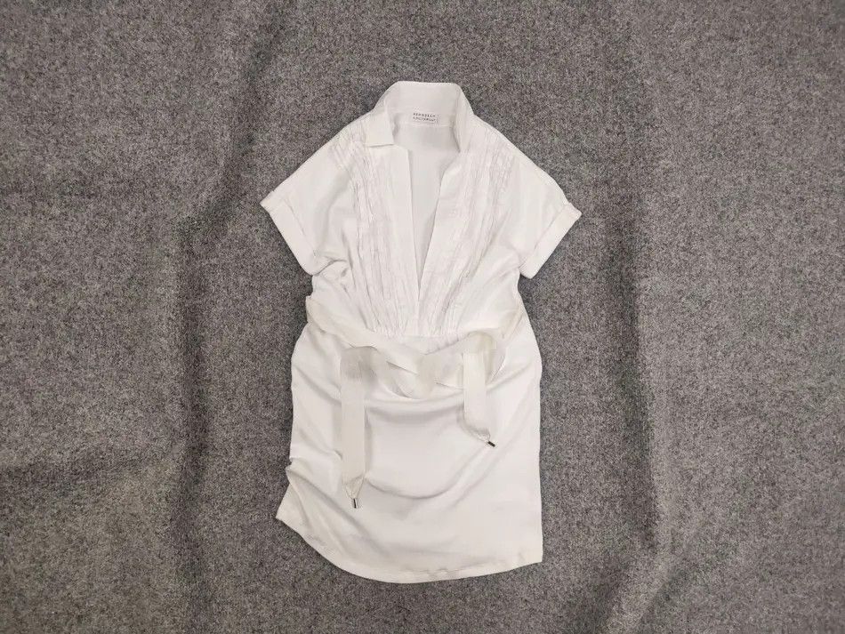 Brunello Cucinelli Brunello Cucinelli Design Cotton Light Tunika V Check belt Size M / US 6-8 / IT 42-44 - 2 Thumbnail