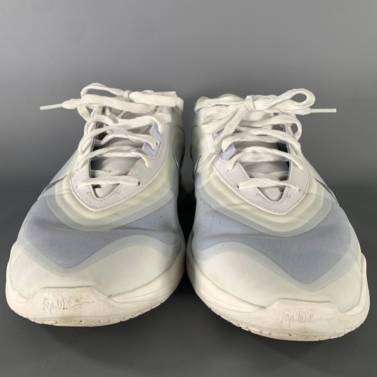 Nike NIKE White Silver Mixed Patterns Canvas B-Ball Snkrs Size US 15 / EU 48 - 4 Thumbnail