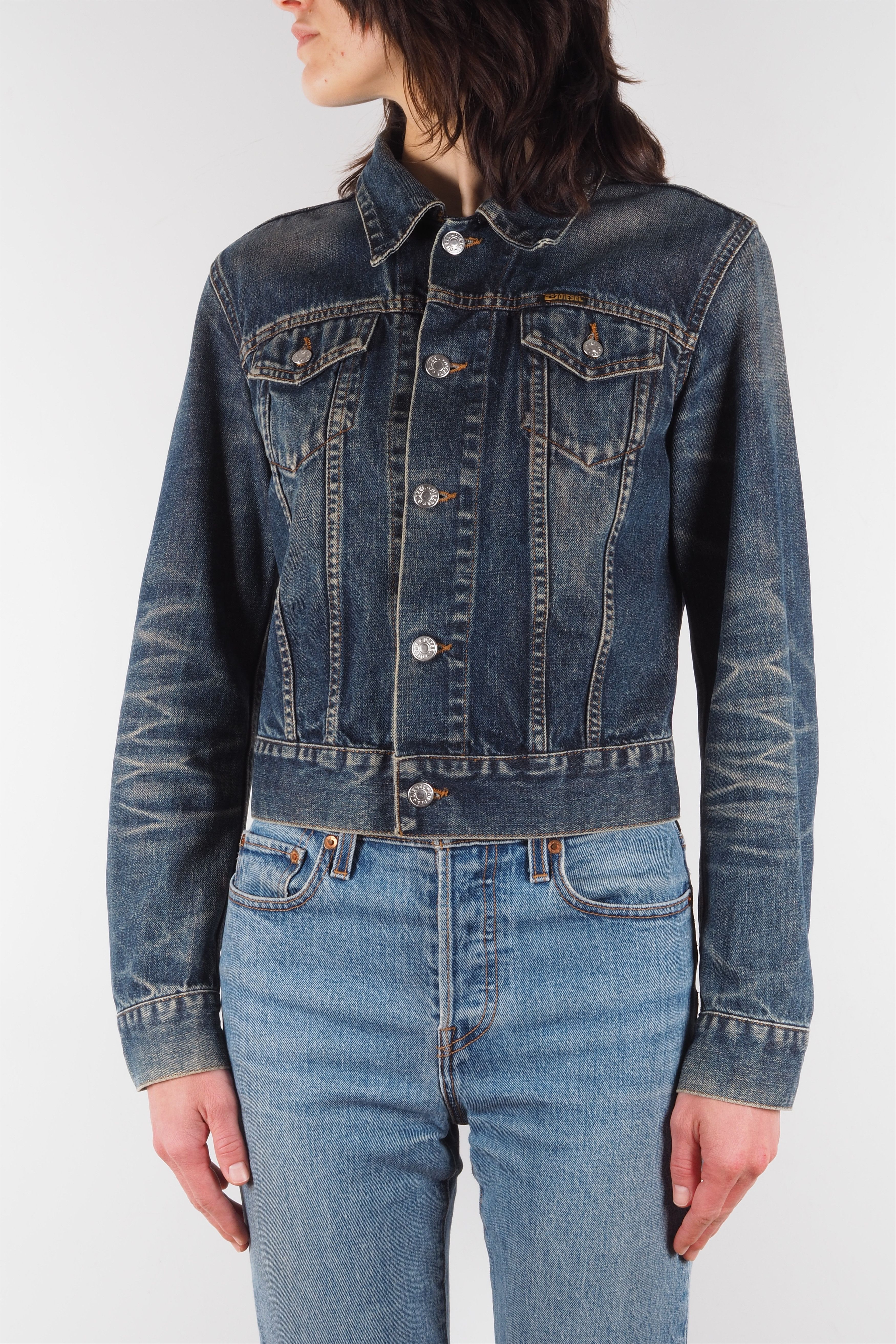 Diesel × Vintage Diesel Vintage Women's Blue Denim Distress Jean Jacket Size S / US 4 / IT 40 - 3 Thumbnail