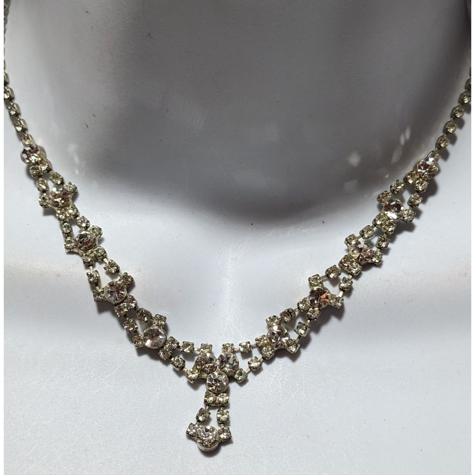 Other Vintage Silver Rhinestone Bridal Necklace Size ONE SIZE - 2 Thumbnail