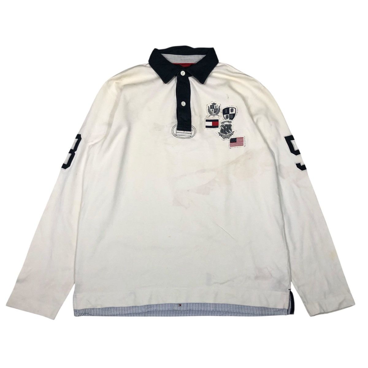 Japanese Brand 📌Vintage Collar Sweatshirt Tommy Hilfiger Big Logo Size US XL / EU 56 / 4 - 1 Thumbnail
