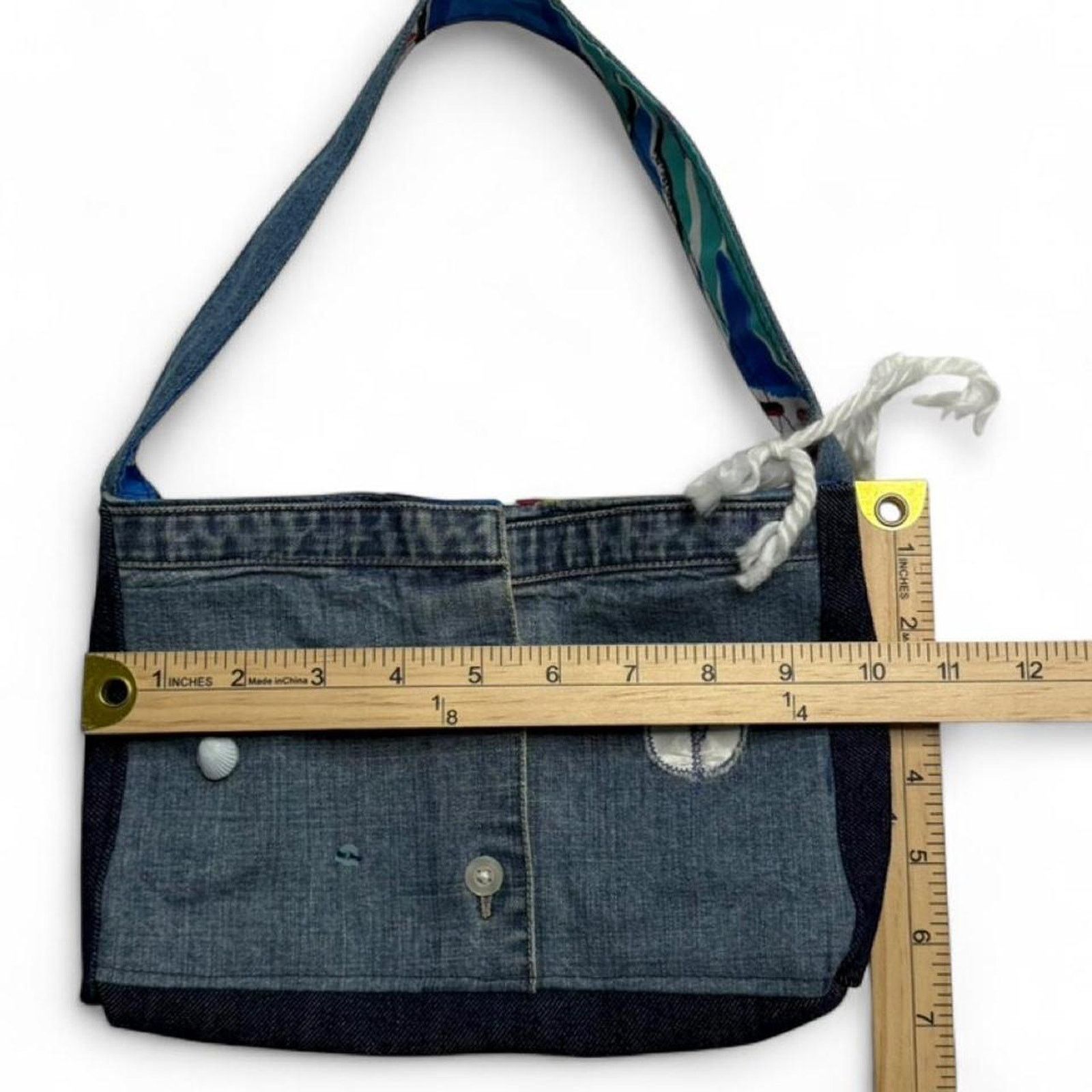 Other Handmade Up cycled Denim Mini Shoulder Purse Seashell Heart Size ONE SIZE - 6 Thumbnail