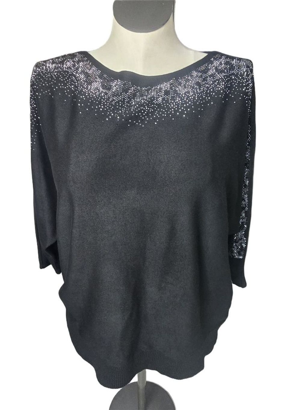 Other Women's LOVE SCARLETT Crew Neck Sweater 1X Black with Silver Size XL / US 12-14 / IT 48-50 - 1 Thumbnail