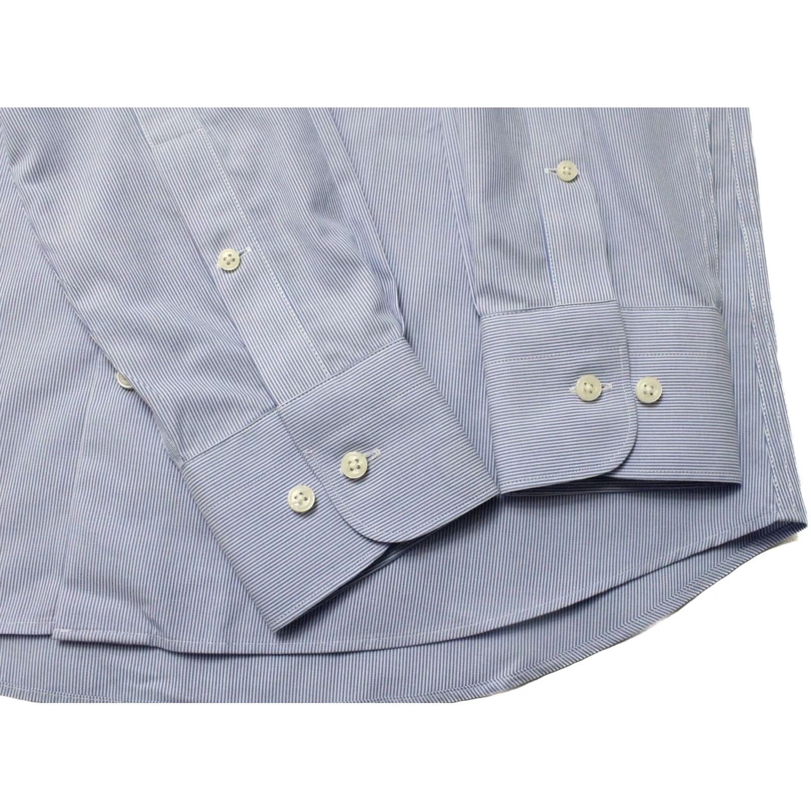 Suitsupply Suitsupply Pinstriped Formal Shirt Mens 39 / 15 1/2 Extra Slim Fit Button-Up Cotton Blue Pinstripe Dress Shirt Shirt Mens Size 40R - 5 Thumbnail