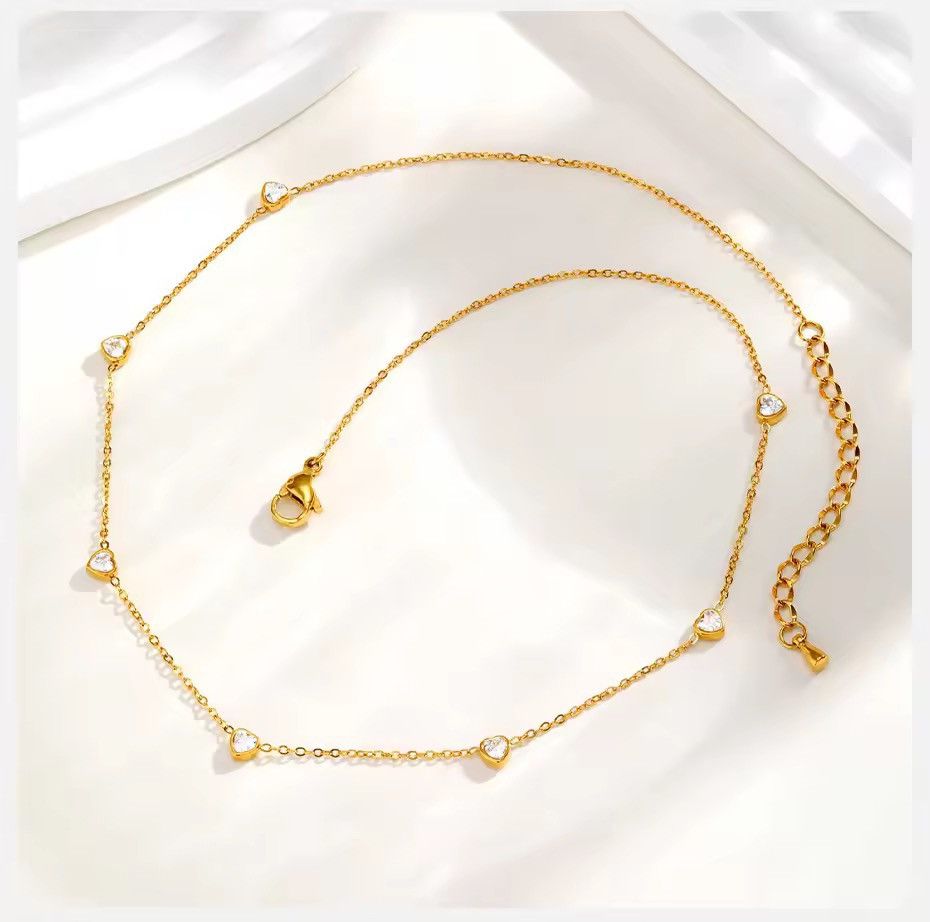 Other Shiny CZ Stones Heart Chain Necklace Size ONE SIZE - 1 Thumbnail
