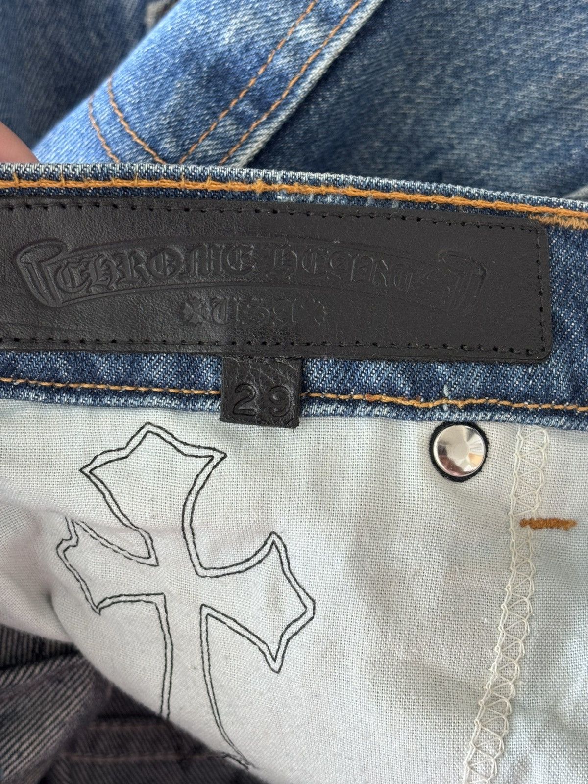Chrome Hearts CHROME HEARTS TRIPLE CROSS BLUE JEAN SKIRT Size 29" - 4 Thumbnail