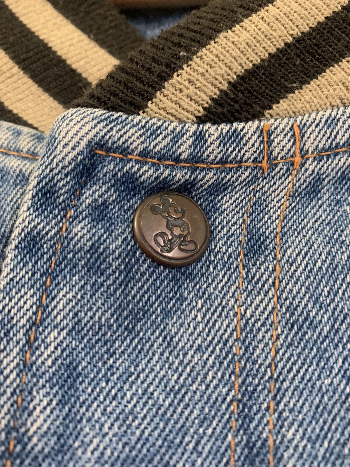 Disney × Vintage 90s Vintage Mickey Mouse Varsity Denim Bomber Jacket Size US XXL / EU 58 / 5 - 7 Thumbnail