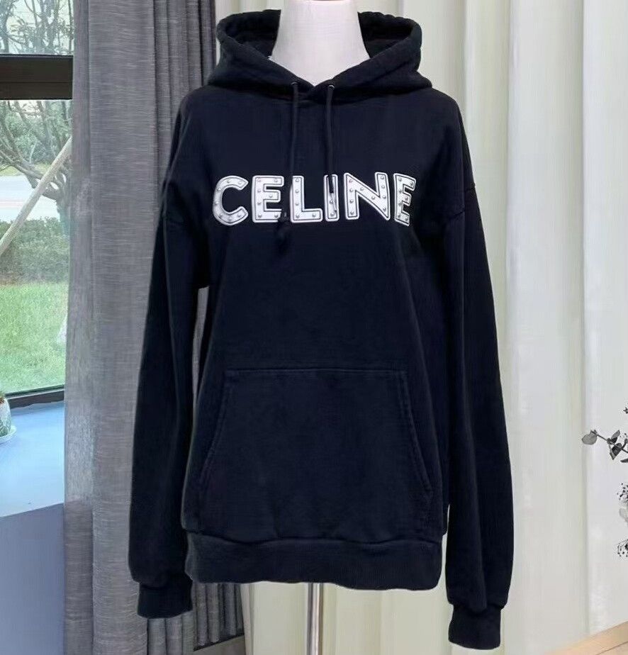 Celine Celine Black Hooded Sweatshirt with Logo Size M / US 6-8 / IT 42-44 - 1 Thumbnail