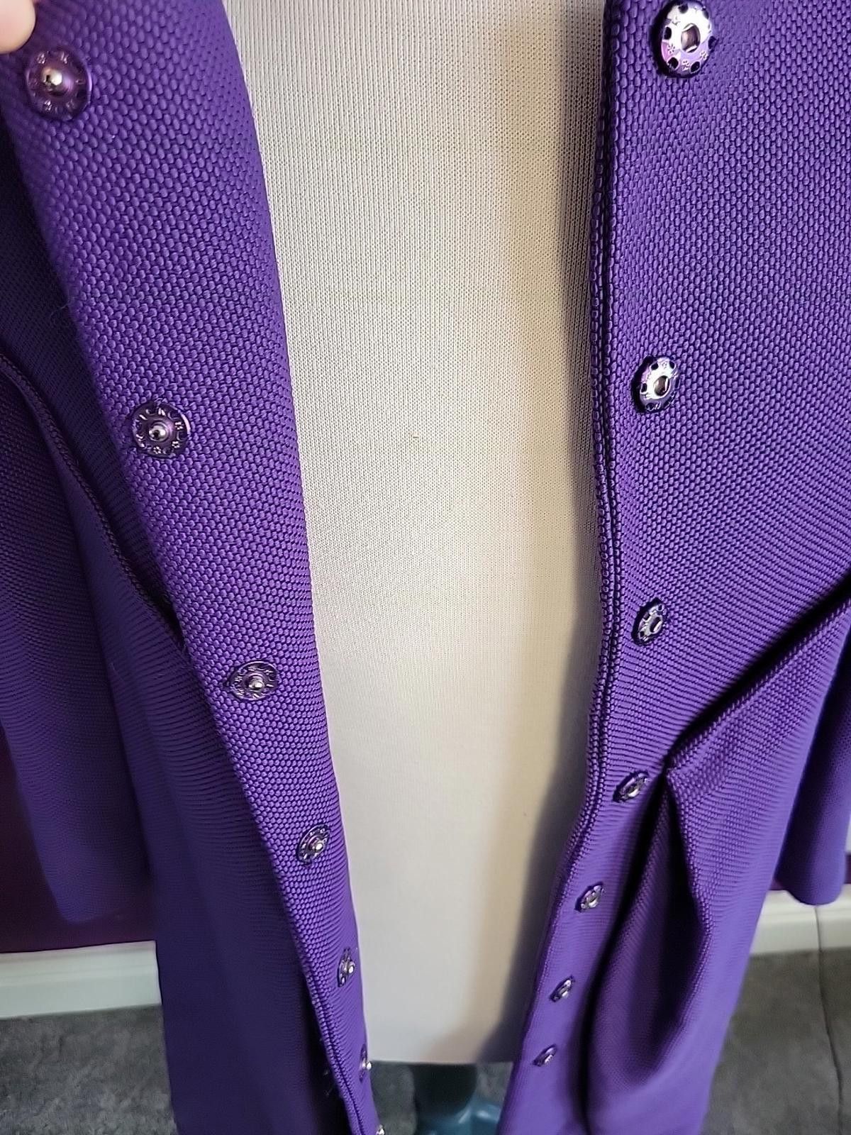 Alberta Ferretti Alberta Ferretti Cocoon Ladies Waffle Knit Coat Purple 10 Size M / US 6-8 / IT 42-44 - 6 Thumbnail