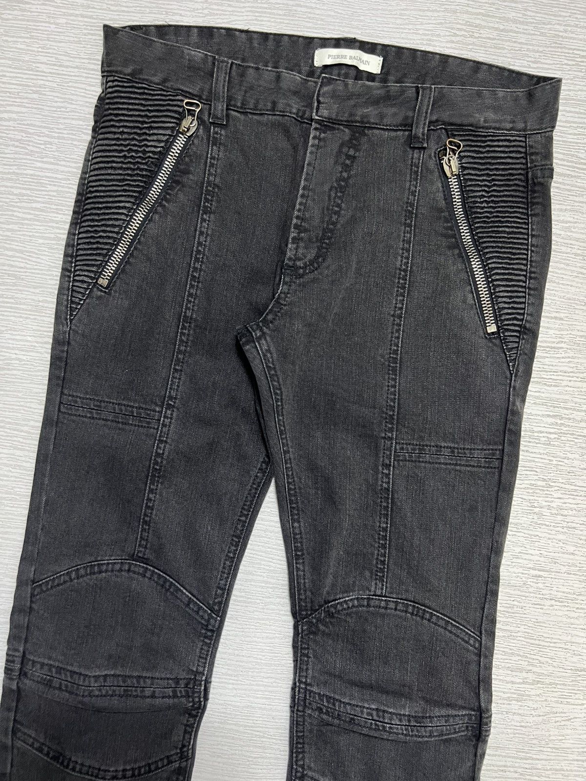 Pierre Balmain Pierre Balmain - Washed Zip Pocket Ankle Zip Biker Jeans Size US 32 / EU 48 - 3 Thumbnail